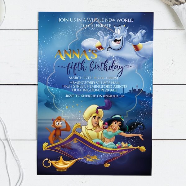 Disney Aladdin Party Invitation - Disney Aladdin Birthday Party Invitations - Disney Aladdin Theme Party Invitations - DIGITAL DOWNLOAD