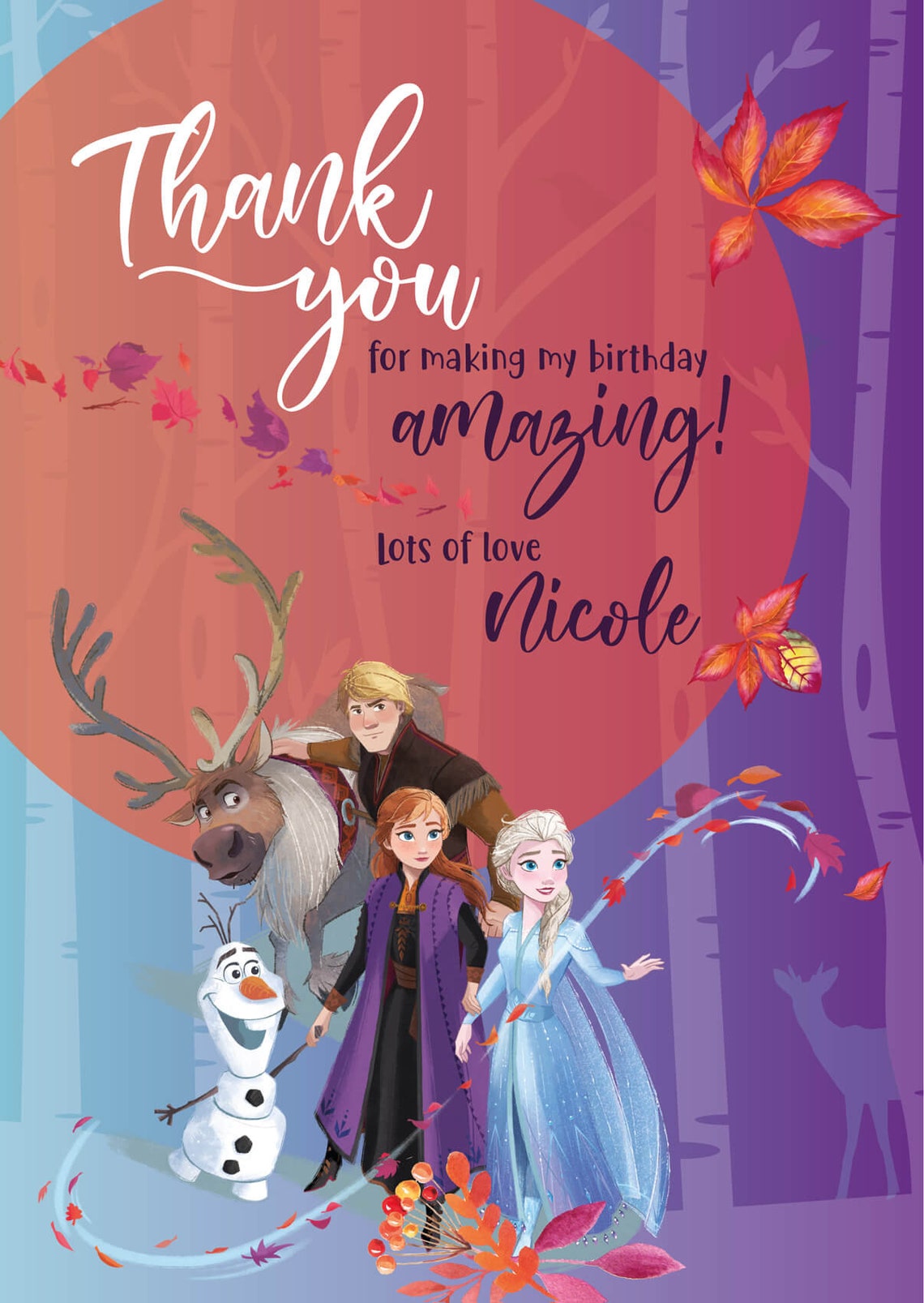 Disney Frozen Thank You Cards Disney Frozen Birthday Thank Etsy