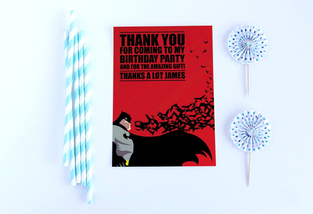 Batman Party Thank You Cards, Superhero Theme Thank You Cards, Thank ...
