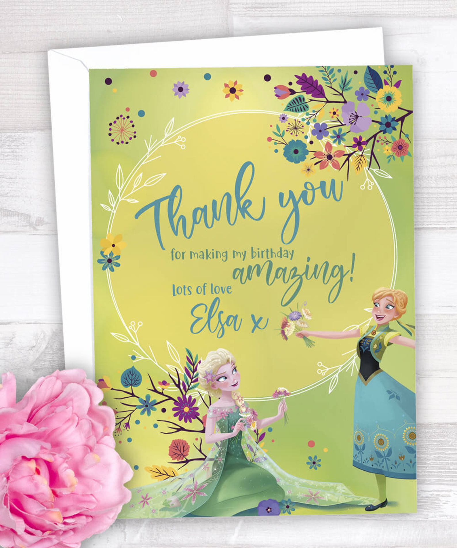 Disney Frozen Thank You Cards Disney Frozen Birthday Thank Etsy