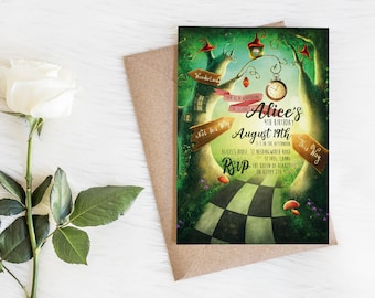 Alice in Wonderland Party Invitation - Alice in Wonderland Tea Party - Alice in Wonderland Party Theme - DIGITAL DOWNLOAD