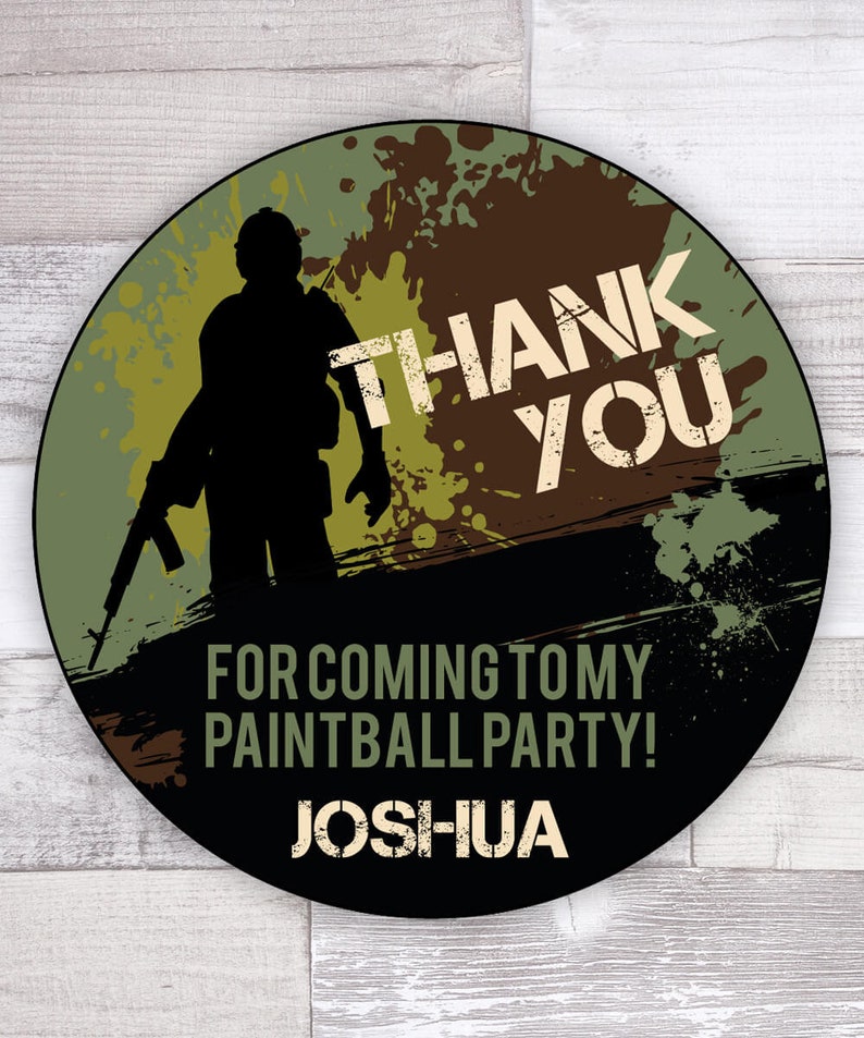 Paintball Party Bag Stickers Paintball Camo Thank You Etsy UK