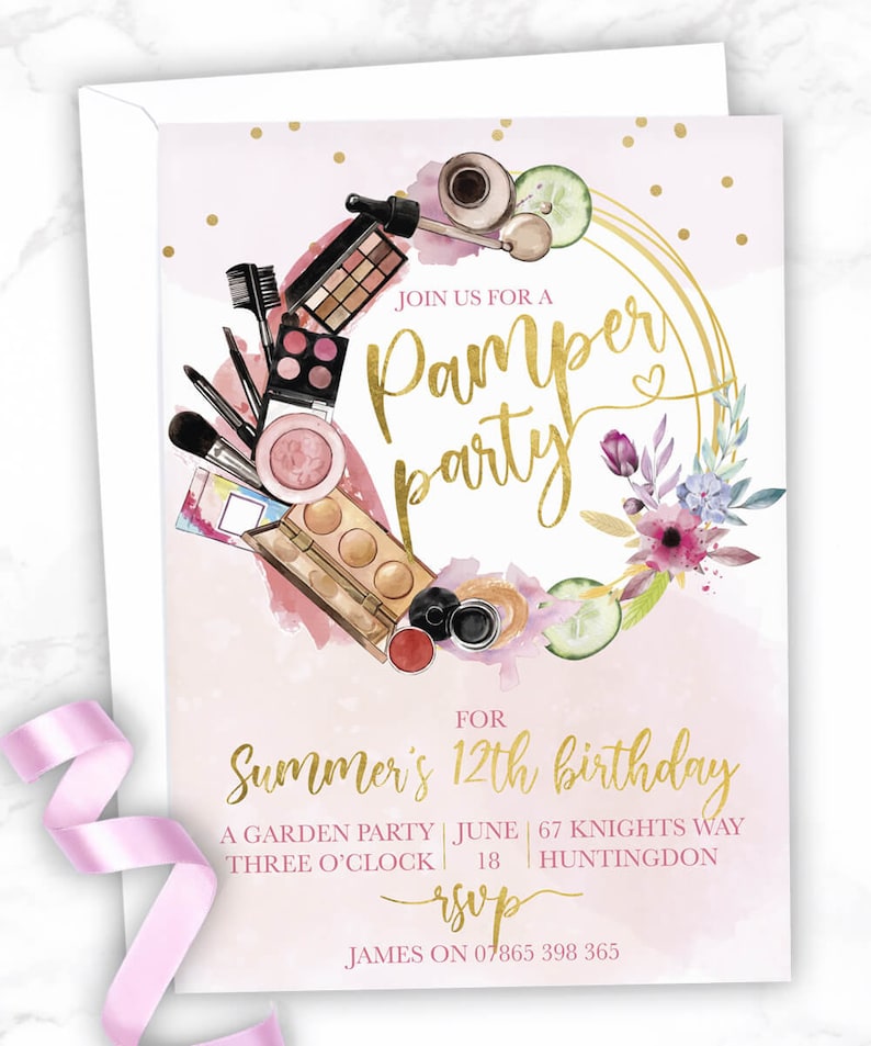 Pamper Party Invitation Pamper Party Invitations Makeup Etsy UK