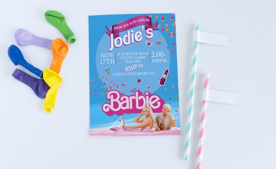 Barbie Party Invitation, Barbie Film Birthday Invitations, Barbie Invitations, Party Invitations