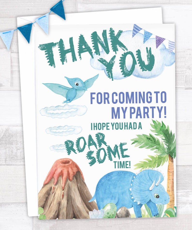 Dinosaur Thank You Cards Dinosaur Birthday Thank You Cards Etsy UK