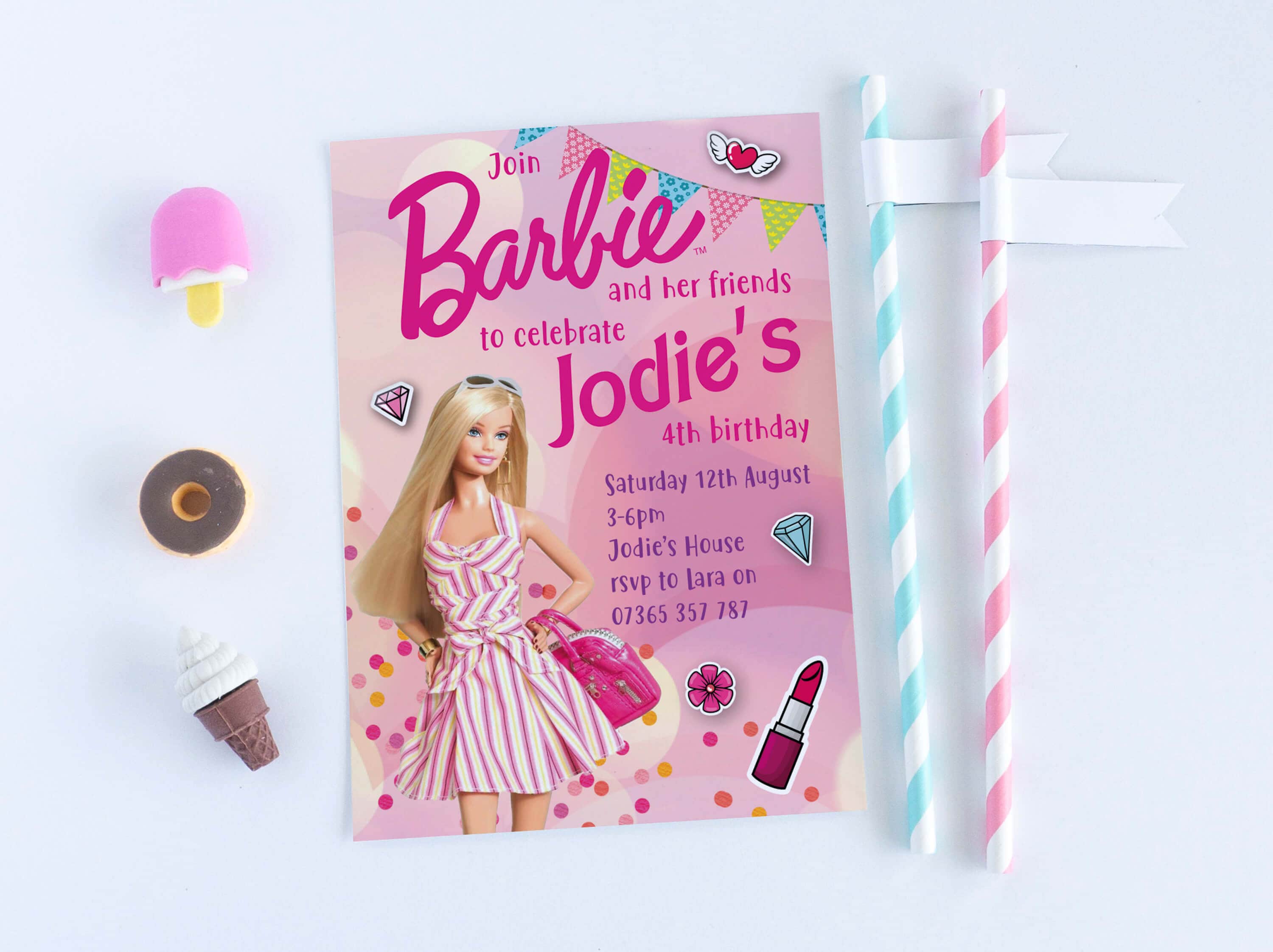 Barbie Party Invitation, Barbie Birthday Invitations, Barbie