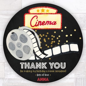 Cinema and Popcorn Party Bag Stickers - Cinema and Popcorn Stickers - Movie Theme Party Stickers