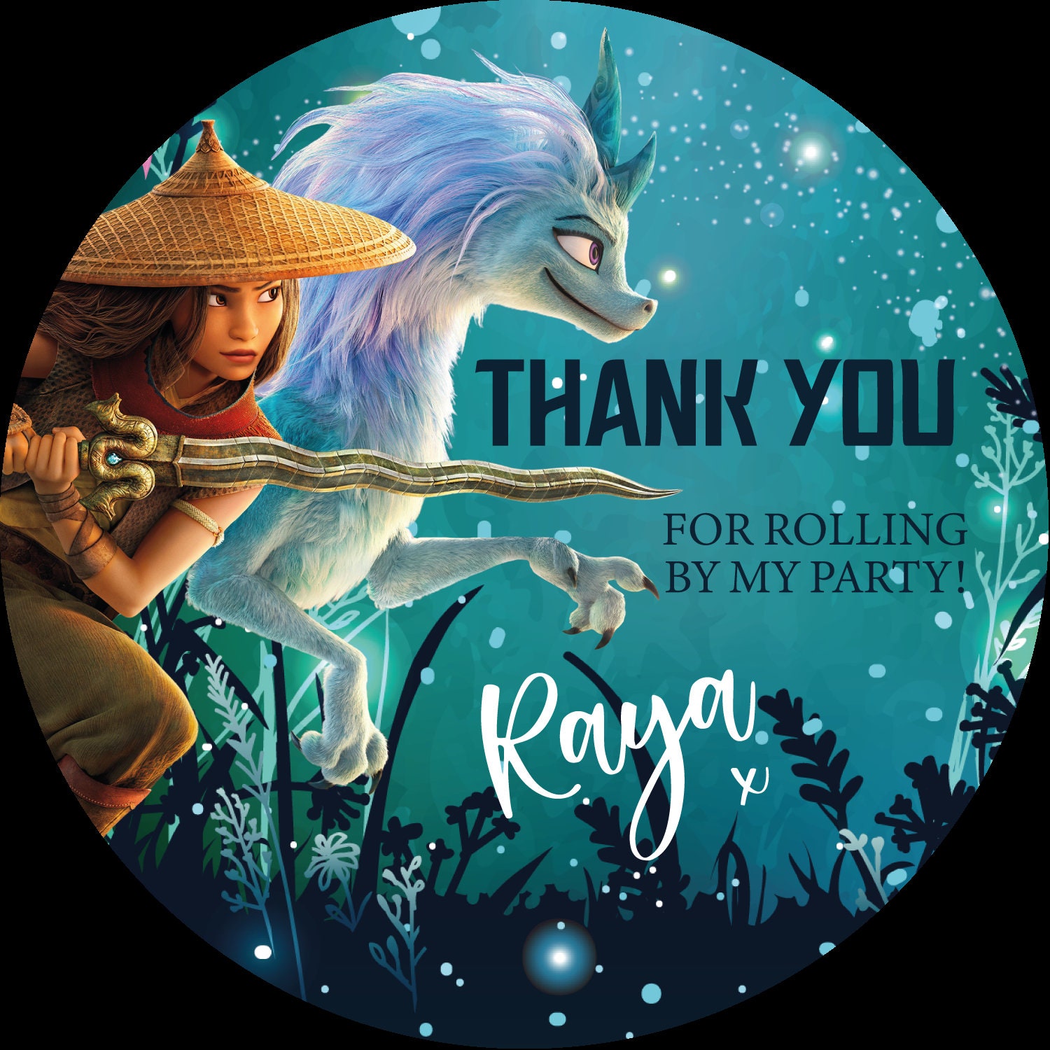 Sticker Raya English Raya Party Bag Stickers - Raya and the Last Dragon Thank You Stickers ...