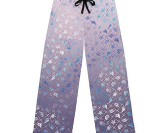 Sea Shells Pattern Plum Gradient Men's Women's Pajama Pants