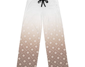 Square Line Pattern Mocha Gradient Men's Women's Pajama Pants