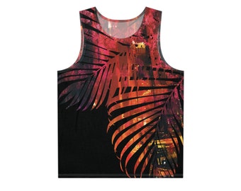 Débardeur noir Palm Leaf Abstract Graphic homme femme