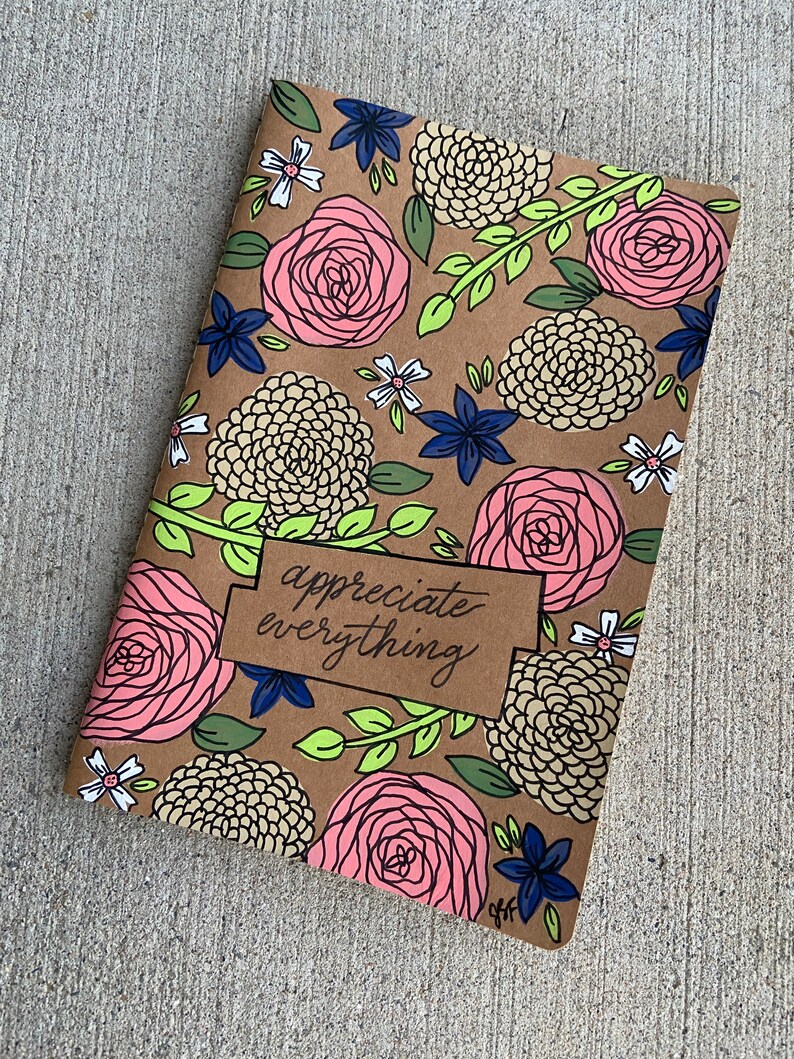 Hand Lettering Journal Hand Painted and Hand Lettered Journal Summer Florals - Etsy