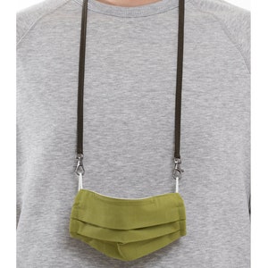Comfy Cloth Face Masks with Adjustable Lanyard Neck Strap / Cotton Fabric / TRIPLE Layers / Ultra Elastic Nose Wire Yellow Unisex Khaki Green