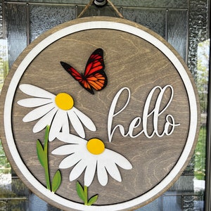 Spring Door Hanger | Laser Cut | Hello Spring Door Hanger | Spring Wreath | Hello Daisy