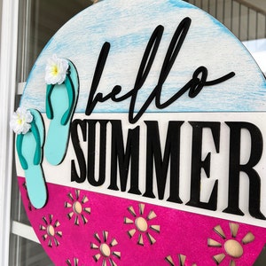 Summer Door Hanger | Laser Cut | Flip Flop Door Hanger | Summer Round ...