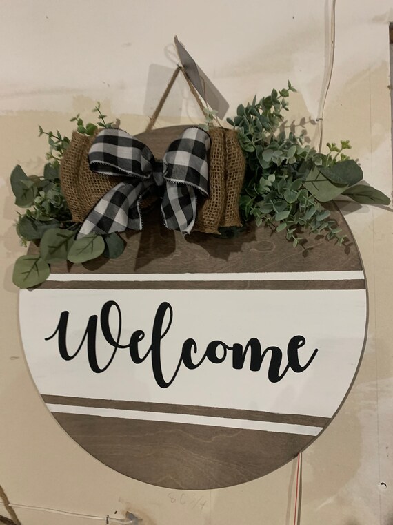 Door Hanger Wooden Door Hanger Wooden Wreath Etsy