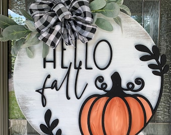Fall Door Hanger | Laser Cut | Autumn Door Hanger | Hello Fall