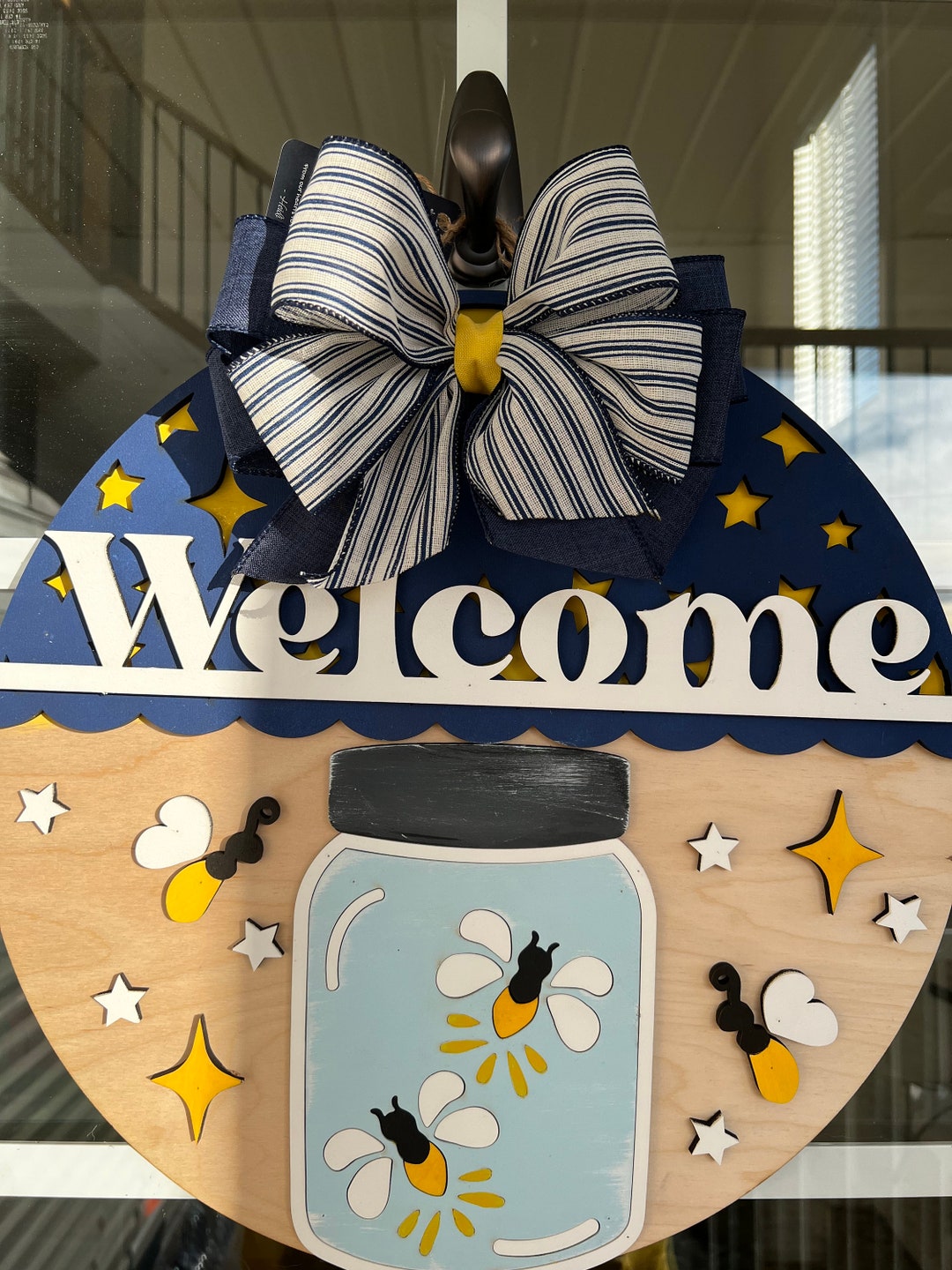 Summer Door Hanger | Laser Cut | Welcome Door Round | Fireflies Door ...