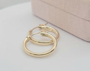 14K Gold Filled Thick Hoop Earrings ~ Jewelry Canada ~ Gift Boxed