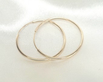 SOLID 14K Yellow Gold Endless Hoops ~ Gold Jewelry Canada ~ Gift Boxed