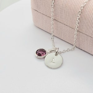 Collier initial personnalisé en argent sterling 925 ~ Bijoux Pierre de naissance Canada