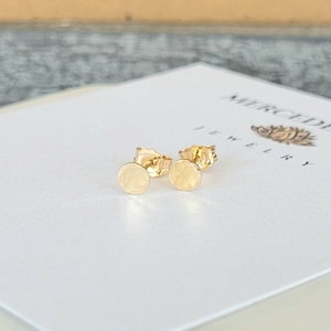 14K Gold Filled Hammered 4 mm / 6 mm Micro Dot Stud Earrings: Minimalist Jewelry