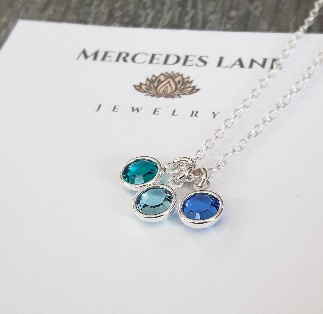 Silver Personalized Family Birthstone Necklace Gifts for Mom Etsy