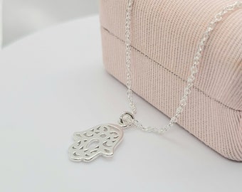 925 Sterling Silver Hamsa Hand Pendant Necklace