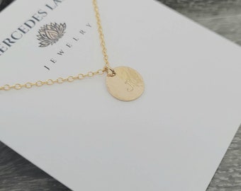 14K Gold Filled Personalized Hammered Initial Necklace