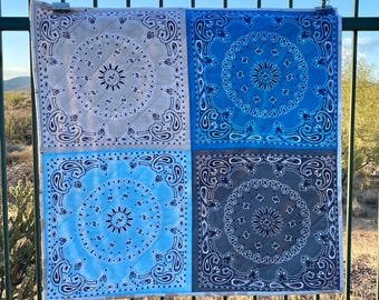 Handmade Bandana Quilt for Baby - Blue Tones