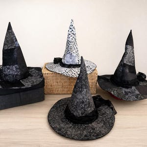 Handcrafted Quilted Witch Hat – Unique Cotton Patchwork Witchy Accessory