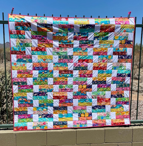Handmade Lap Quilt – Bright Floral Fabric | Cozy, Colorful Throw Blanket | Throw