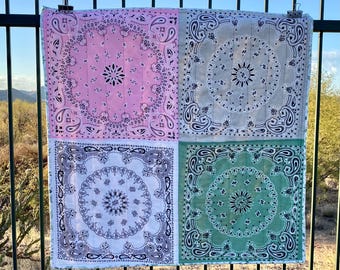 Handmade Bandana Quilt for Baby - Pink and Green Tones