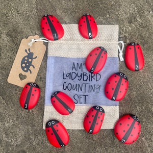 Ladybird counting stones / story stones / eyfs resources / counting resources / counting bugs / early years maths / ladybug / maths