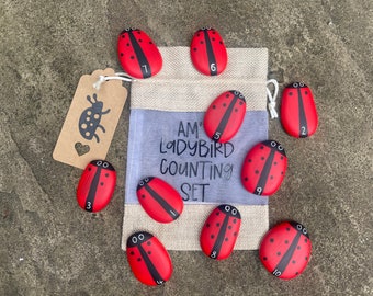 Ladybird counting stones / story stones / eyfs resources / counting resources / counting bugs / early years maths / ladybug / maths