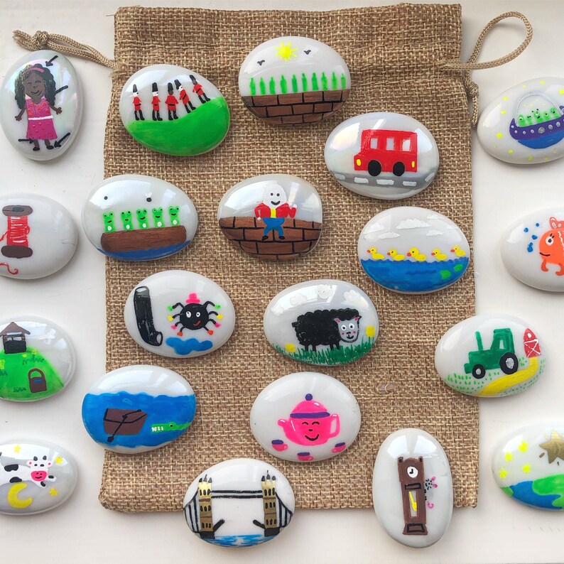 Nursery rhyme stones hand painted in the UK gift rhymes Etsy