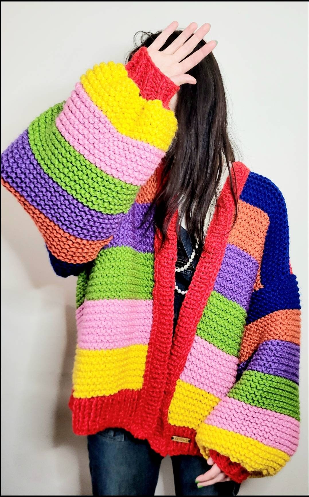 Rainbow Cardigan - Etsy UK
