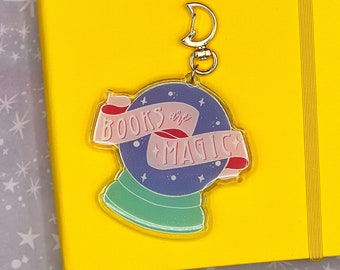 Books are Magic Sparkly Acrylic Keychain Charm