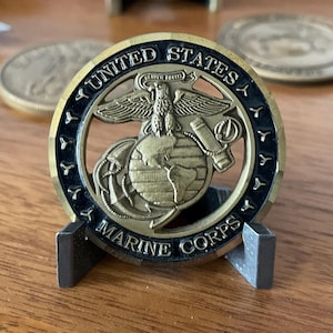 Premium Antique Silver Coin Display Stand – Half Easel Holder for Challenge Coins & Sobriety Medallions