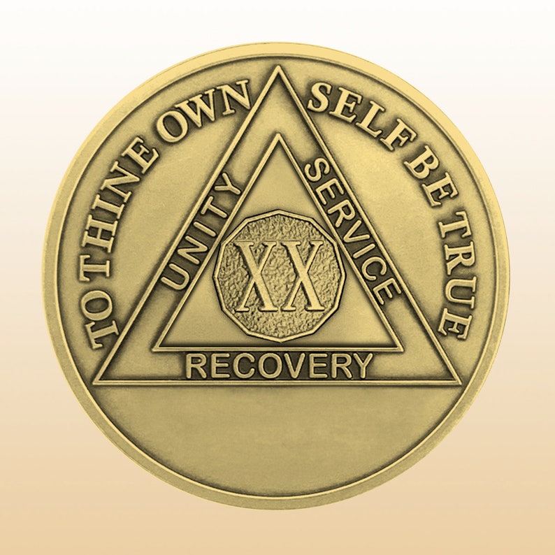 NA Chip Sober Gifts Serenity Prayer 20 Years Sober Anniversary AA Coin 20 Years Sober Traditional Antique Bronze Sobriety Coin