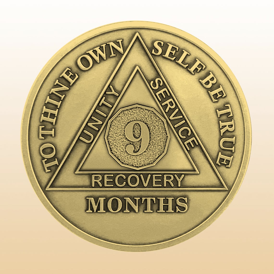 9 Months Sober Traditional AA Coin NA Chip Antique Bronze | Etsy