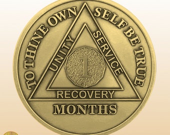 Alcoholics Anonymous AA 1 Month Bronze Medallion Token Coin Chip Sobriety Sober 
