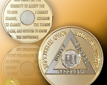 Bi-Plated 3 Year Sobriety Coin – AA Medallion, Serenity Prayer
