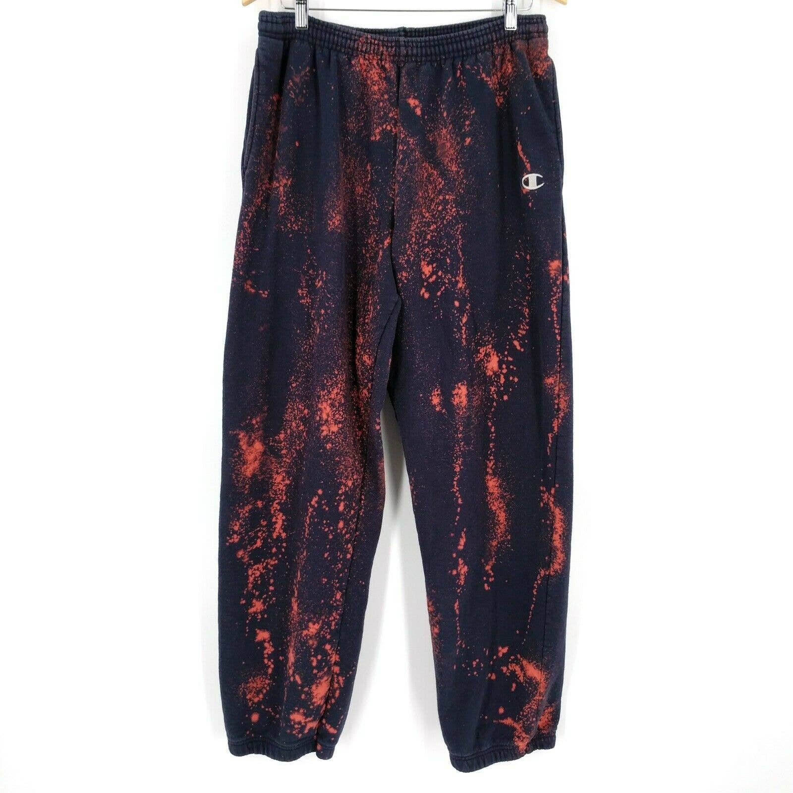 Champion Custom Bleach Tie Dye Fleece Joggers Sweatpants Small - Etsy