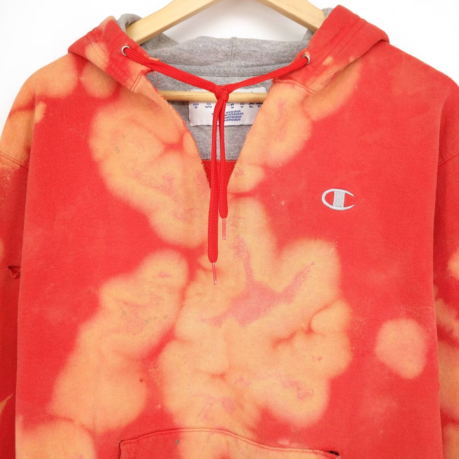 Champion Custom Bleach Tie Dye Reworked Distressed Hoodie Etsy