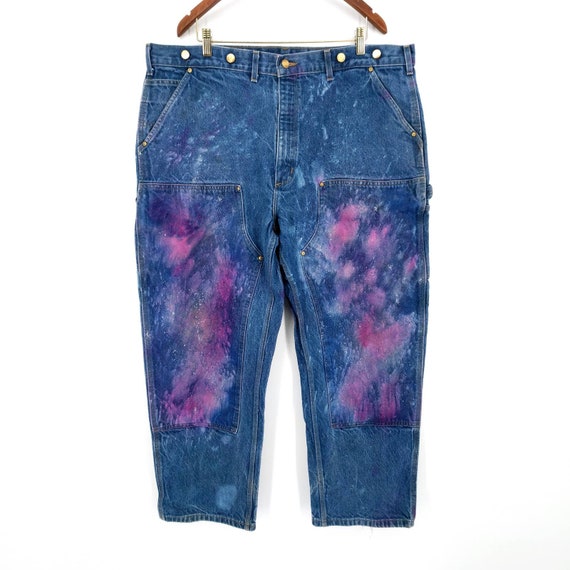 Carhartt Double Front Custom Painted Tie Dye Denim Du… - Gem