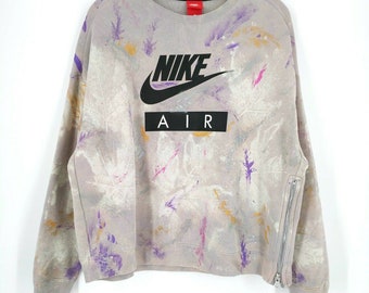 PurpRepurp Nike Custom Painted Bleach Tie Dye Fleece Sweatshirt Pullover Swoosh Women's M