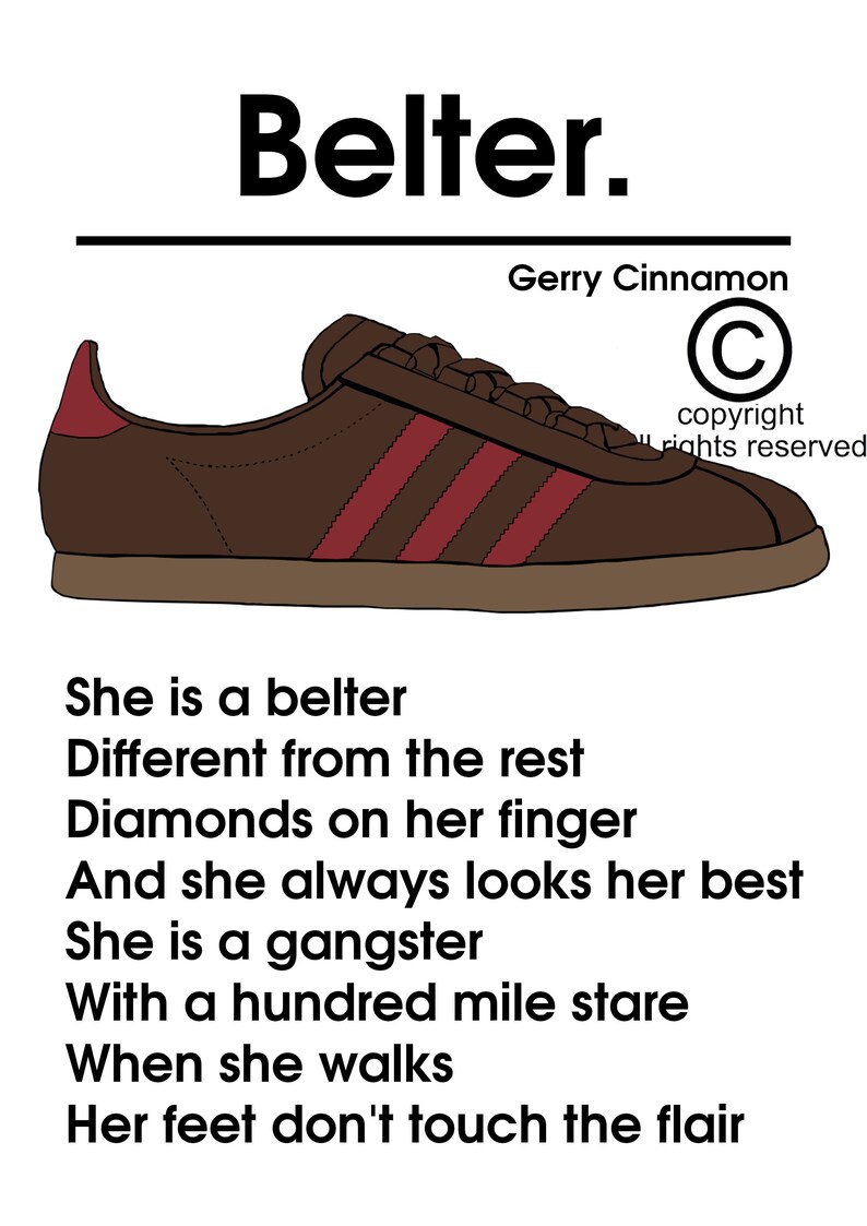 GERRY CINNAMON Belter Adidas A4 Poster Glossy Print