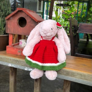 Crochet watermelon outfit for Jellycat, handmade outfit for jellycat bunnies, Jellycat doll clothes, Outfits for bunny doll