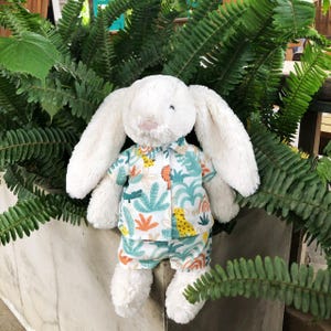 Patterned shirt outfit, handmade outfit for jellycat bunnies, Jellycat doll clothes, Outfits for bunny doll